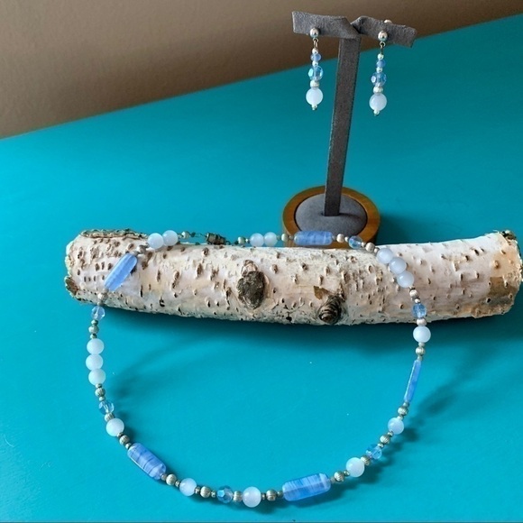 Handmade Jewelry - Handmade purple & silver earring and necklace Set